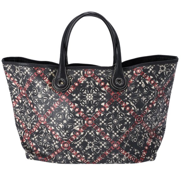 CHANEL Coco Travel Line Tote Bag Black Cream Red PVC Caviar - Picture 1 of 9